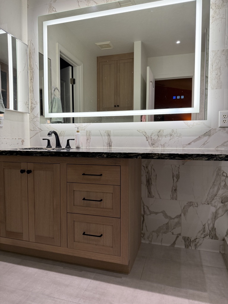 Backlit vanity mirror install