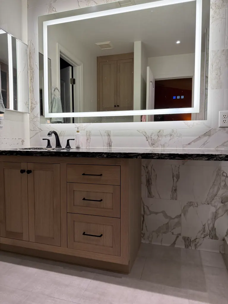 Backlit vanity mirror install